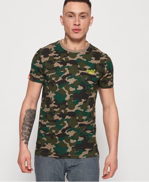 Superdry Orange Label Vintage Embroidery Férfi Pólók Khaki/Camo | ZFXUY2368